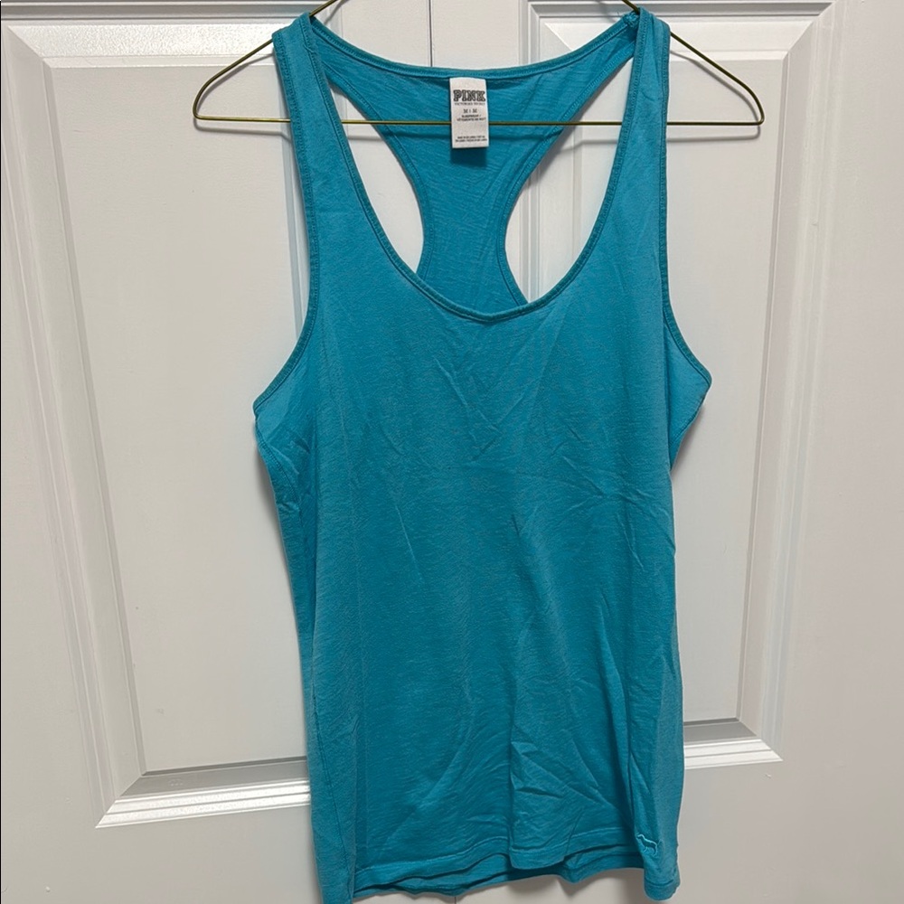 PINK Victoria's Secret Blue Racerback Tank Top